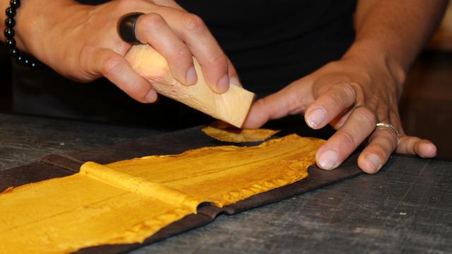 Reliure d'art couverture de livre en cuir de carpe - Atelier In Quarto