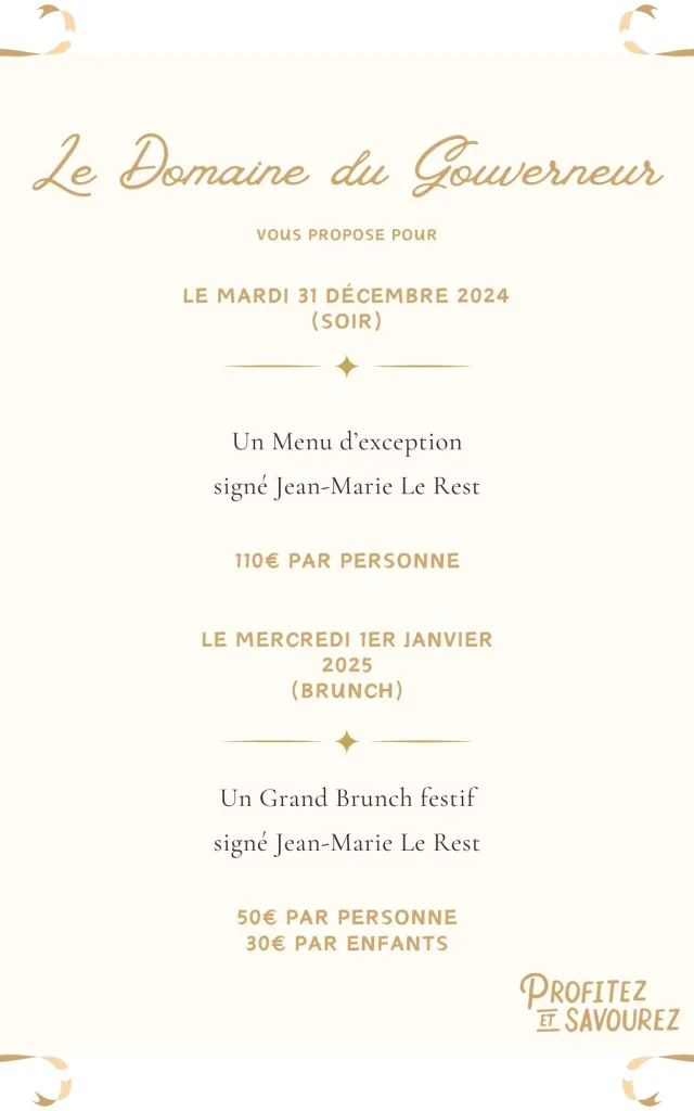 Menu de noël - Domaine du Gouverneur