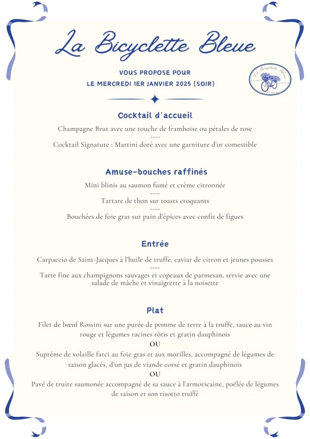 Menu de noël de la Bicyclette Bleue P.1