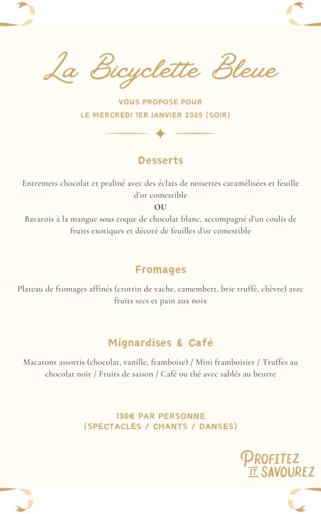 Menu du 1er janvier 2024 - La Bicyclette Bleue P.2