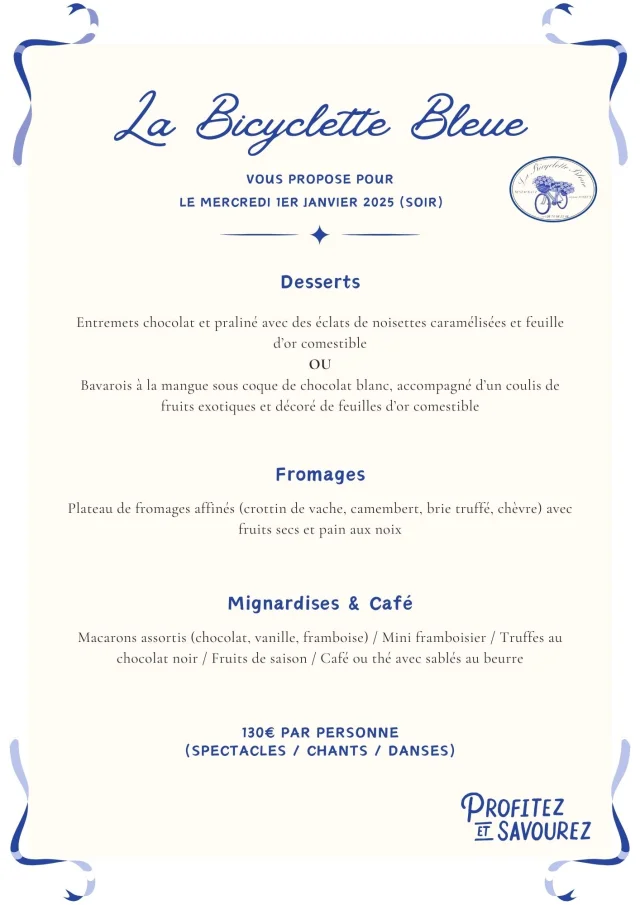 Menu de noël de la Bicyclette Bleue P.2