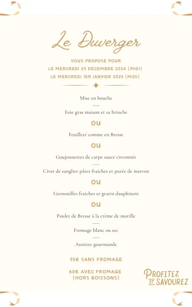 Menu de noël - Le Duverger