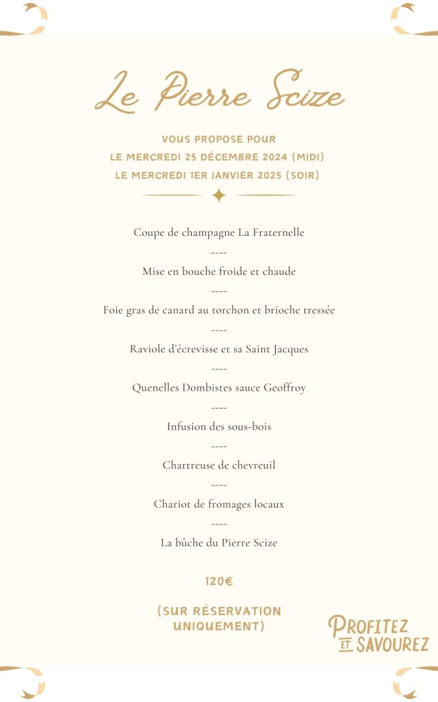 Menu de noël - Le Pierre Scize