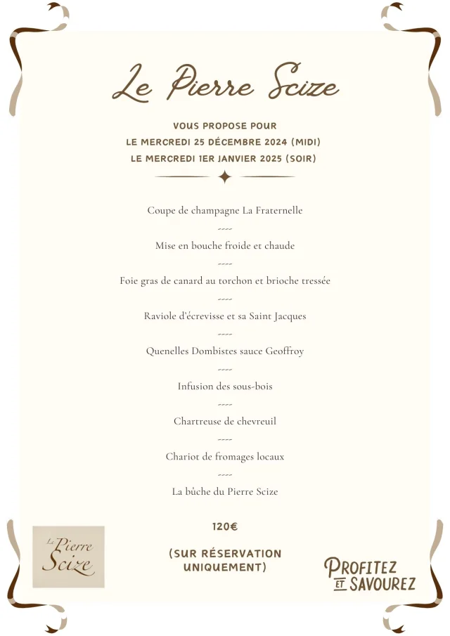 Menu de noël du Pierre Scize